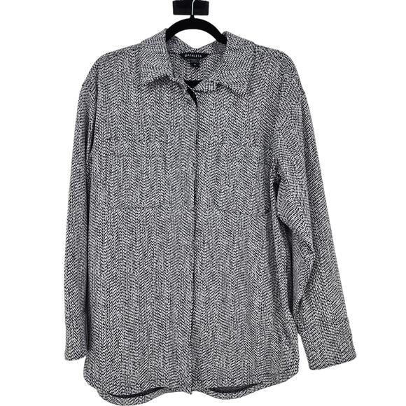 Athleta Braiden Shirt Jacket Black White Pocket Textured Athleisure Size Medium - Picture 1 of 4